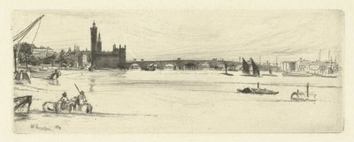 Old Westminster Bridge Seksten raderinger af scener om Themsen og andre emner (serietitel) af James Abbott McNeill Whistler