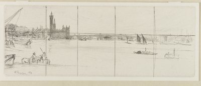 Old Westminster Bridge, 1859. af James Abbott McNeill Whistler