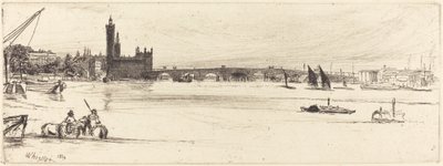 Old Westminster Bridge, 1859. af James Abbott McNeill Whistler