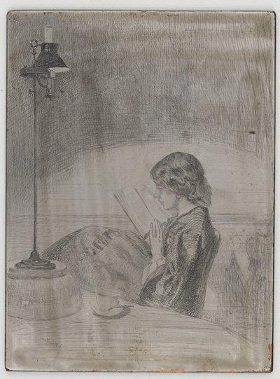 Læsning af Lamplight, 1858. af James Abbott McNeill Whistler