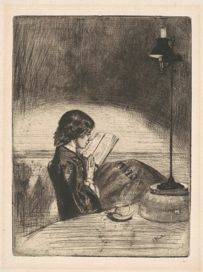 Læsning af Lamplight, 1859. af James Abbott McNeill Whistler
