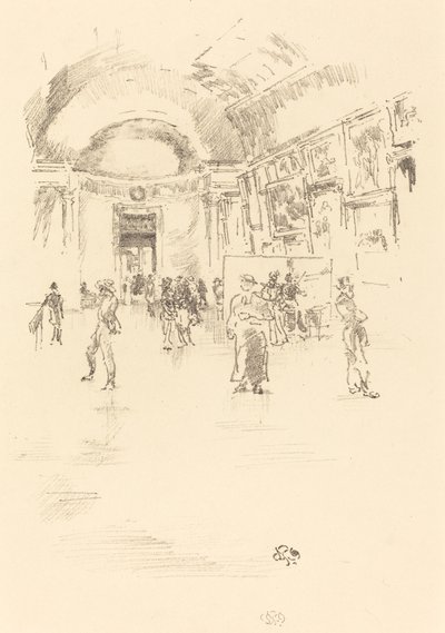 The Long Gallery, Louvre, 1894. af James Abbott McNeill Whistler