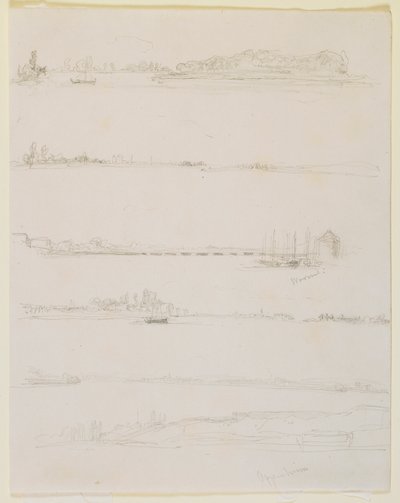 Rhinen, nær Worms og Oppeheim, 1858. af James Abbott McNeill Whistler