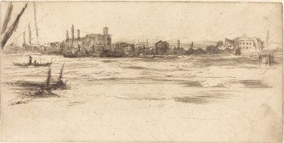 Den urolige Themsen, ca. 1875. af James Abbott McNeill Whistler