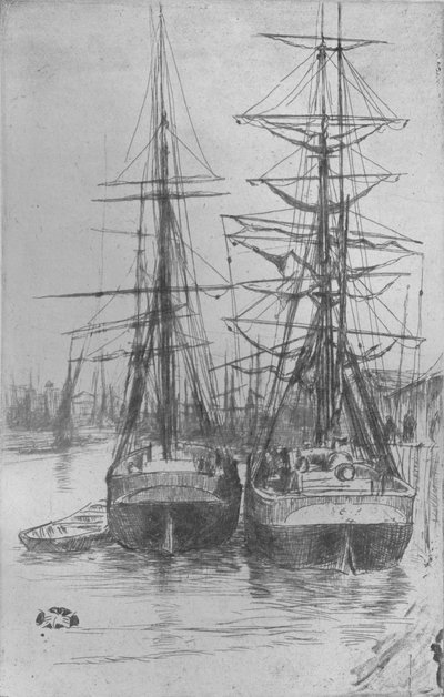 To skibe, 1875, 1904 af James Abbott McNeill Whistler