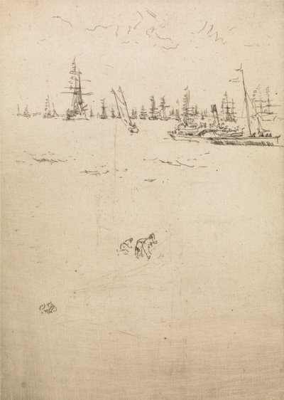 Besøgsbåd, fra et sæt på tolv raderinger med titlen The Naval Review, 1887 af James Abbott McNeill Whistler