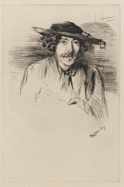 Whistler med en hat, 1859. af James Abbott McNeill Whistler
