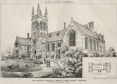 The Whitgift Hospital Middle Class School, Croydon, 1873 af James Akerman