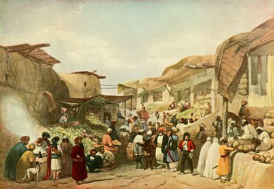 Hovedgaden i basaren i Kabul i frugtsæsonen, c1840, 1901. af James Atkinson