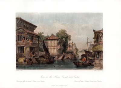 Scene på Honan-kanalen, nær Canton, Kina, c1840. af James B. Allen