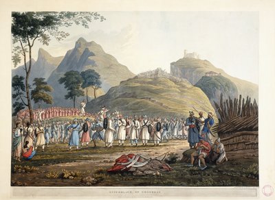 Forsamlingen af Ghoorkas, 1820 af James Baillie Fraser