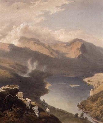 Grasmere fra Langdale Fell, detalje af søen, fra "The English Lake District", 1853 af James Baker Pyne