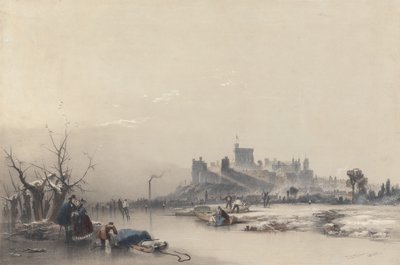 Windsor Castle fra den frosne flod under den store frost af James Baker Pyne