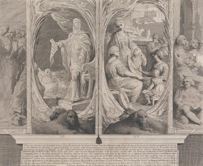Hans Majestæt, der anbefaler en lov (Designer til væggene i det store rum i Society for the Encouragement of the Arts) af James Barry