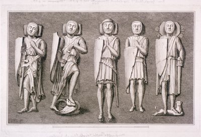 Fem ridderbilleder fra Temple Church, London, 1786. af James Basire I