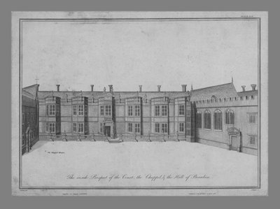 Den indvendige udsigt til domstolen, kapellen og Hall of Beaulieu, 1786. af James Basire I