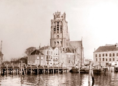 Kirke ved kanalen, Dordrecht, Holland, 1898 af James Batkin