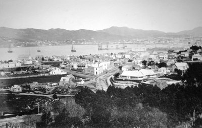 Lambton Harbor og Queens Wharf, Wellington, New Zealand, 1870 af James Bragge