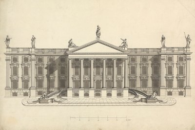 Færdig tegning af uidentificeret palladisk palæ af James Bruce