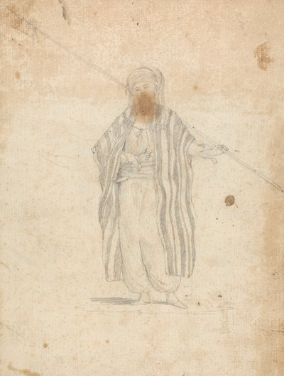 Mand, der bærer en Burnoose og bærer et spyd af James Bruce
