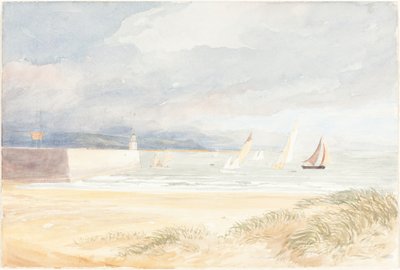 Kystscene med sejlbåde (Portland, Dorset?) af James Bulwer
