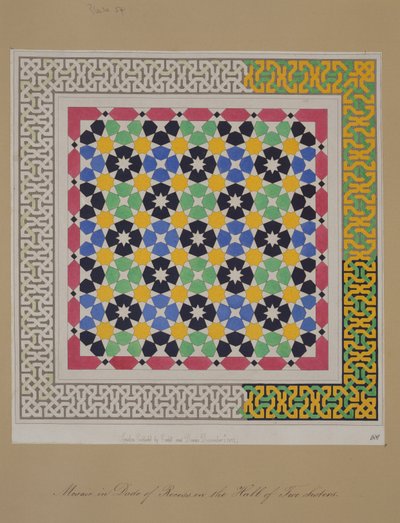 Mosaik i frikvarteret i Hall of Two Sisters, Alhambra, fra 