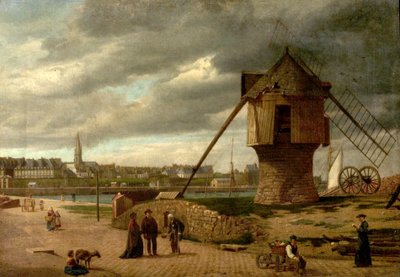 Landskab med en vindmølle, St. Malo, Frankrig, 1877 af James Collinson