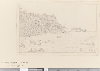 iv. Udsigt over Watering Place Tegadoo Bay, New Zealand, 23. oktober 1769 af James Cook