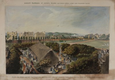 Udsigt over Abbey Taverns promenader og grunde, Violet Hill, Marylebone, ca. 1870 af James D Barnett