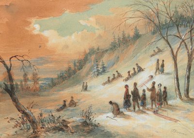 Kælkning på en bakkeskråning, nær Montreal af James D. Duncan