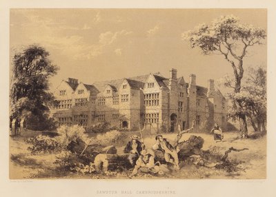 Sawston Hall, Cambridgeshire (akvatint) af James Dafforne
