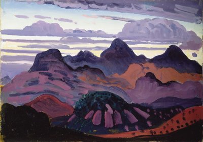 Deep Twilight, Pyrenæerne, ca. 1912-13 (olie på panel) af James Dickson Innes