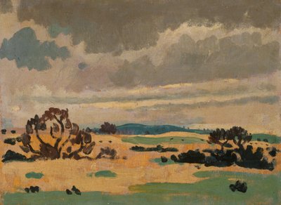 Fransk landskab (olie på panel) af James Dickson Innes