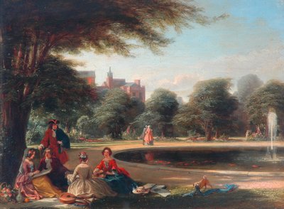 Hampton Court, Fountain (olie på panel) af James Digman Wingfield