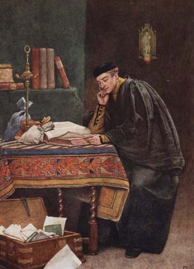 Shakespeares Købmanden i Venedig: Antonio (farvelitografi) af James Dromgole Linton