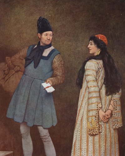 Shakespeares Købmanden i Venedig: Jessica og Launcelot (farvelitografi) af James Dromgole Linton