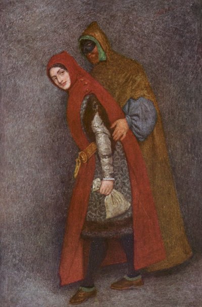 Shakespeares Købmanden i Venedig: Lorenzo og Jessica (farvelitografi) af James Dromgole Linton