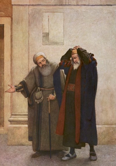 Shakespeares Købmanden i Venedig: Shylock og Tubal (farvelitografi) af James Dromgole Linton
