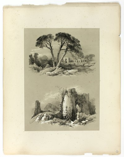 Frejus og Pennard Castle, fra Picturesque Selections af James Duffield Harding