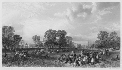 Hyde Park i 1851, fra billedet i Royal Collection (gravering) af James Duffield Harding