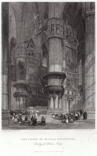 Interiør af Milanos katedral af James Duffield Harding
