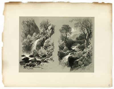 Lady Fall, Vale of Heath og Fall on the Brent, fra Picturesque Selections af James Duffield Harding