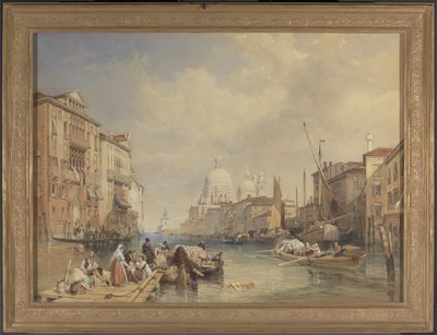 Canal Grande, Venedig, 1835 (wc, kropsfarve, pen, blæk og blyant på papir lagt på panel) af James Duffield Harding
