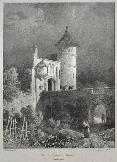 Maleriske og romantiske rejser i det gamle Frankrig. Franche-Comté: Udsigt over slottet Frasne af James Duffield Harding