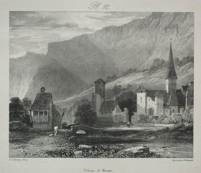 Maleriske og romantiske rejser i det gamle Frankrig. Franche Comté: Abbey of Baume, Baume-les-Messieurs af James Duffield Harding