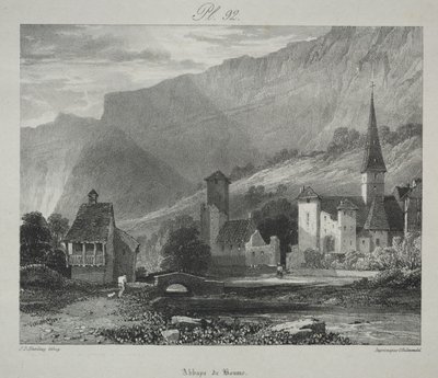 Maleriske og romantiske rejser i det gamle Frankrig. Franche Comté: Abbey of Baume, Baume-les-Messieurs af James Duffield Harding
