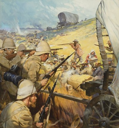 Boer War Skirmish (gouache på papir) af James Edwin McConnell