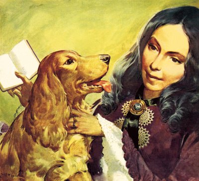 Elizabeth Barrett Browning og hendes cockerspaniel Flush af James Edwin McConnell