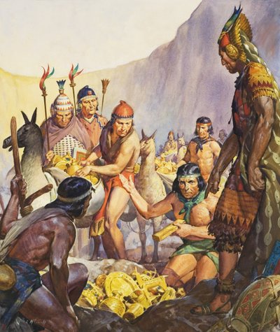 Inkaernes skjulte guld (gouache på papir) af James Edwin McConnell