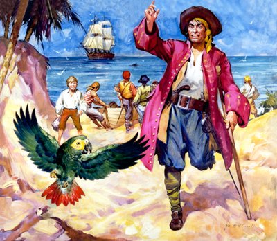 Long John Silver og hans papegøje af James Edwin McConnell